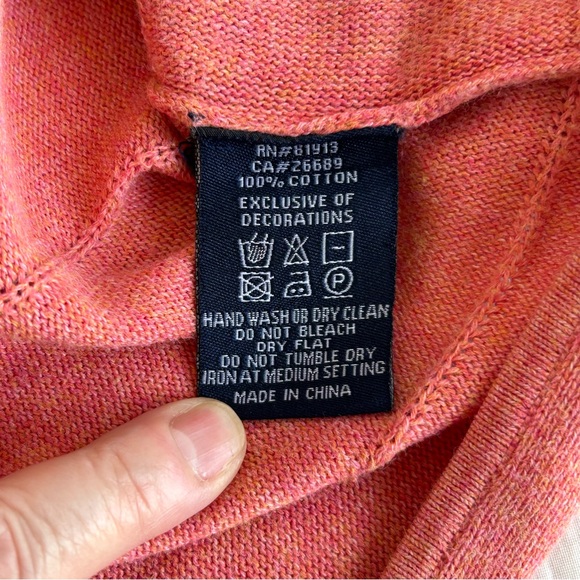 Robert Graham Peach V-Neck Pullover Knit Sweater - Picture 8 of 14